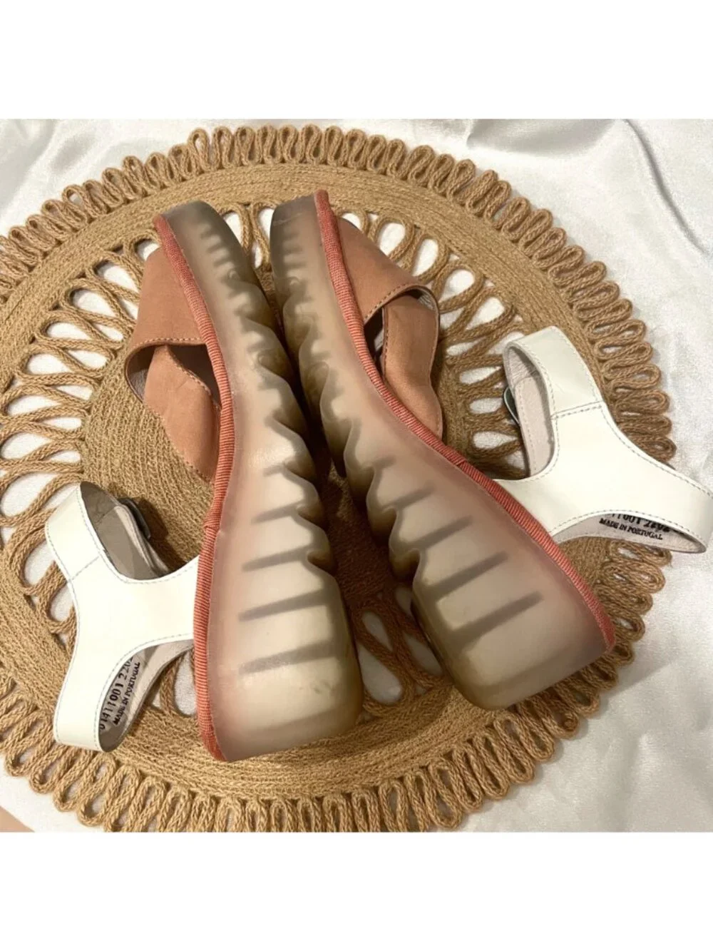 Fly London Bace Platform Wedge Sandal Pink White Leather Size EU 38 Artsy Chic